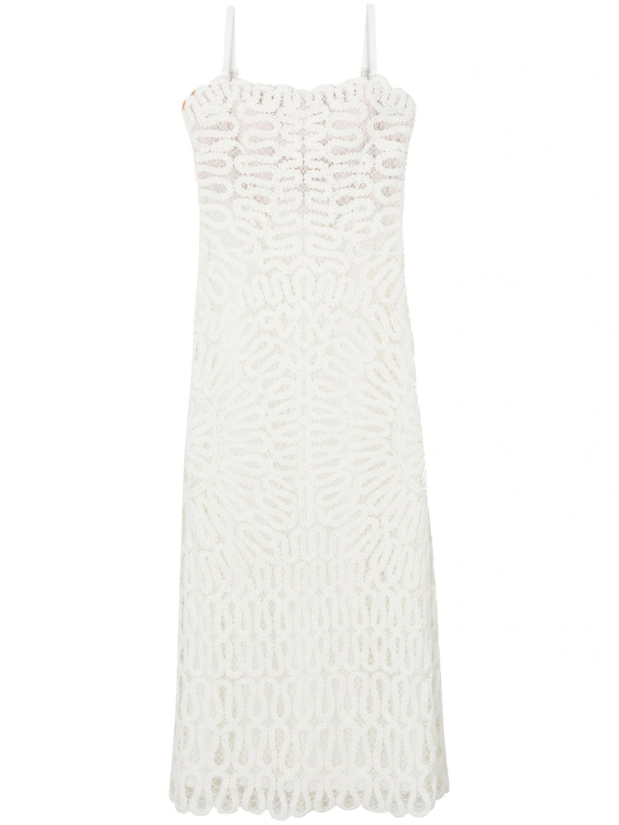 michael-kors crocheted-cotton dress Shimmer Cotton Crochet Sleeveless Midi Dress | A-Line Dress